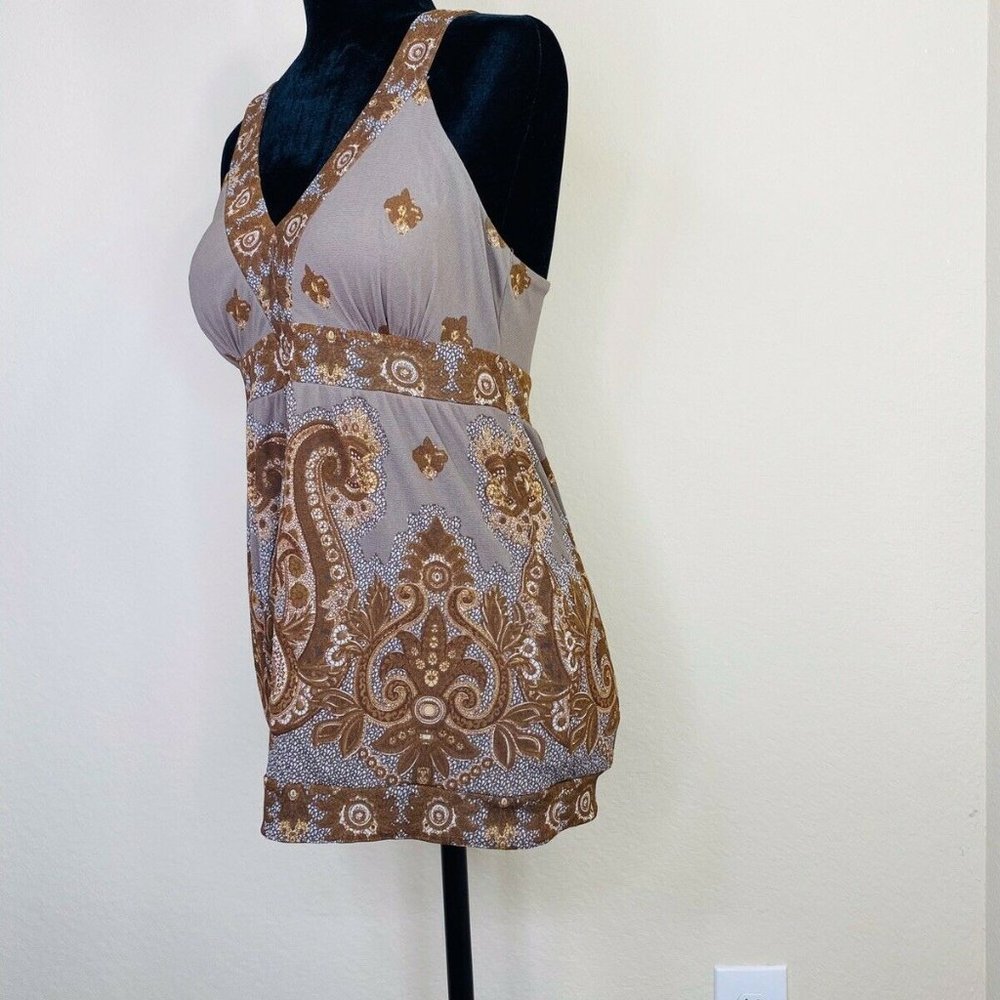 INC International Concepts Macys Halter Top Tank Blouse Brown Paisleys Size XS - Picture 4 of 6
